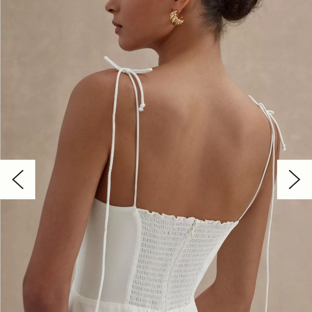 Reformation White Midi Slip Dress with Side Slit - Picture 4 of 8
